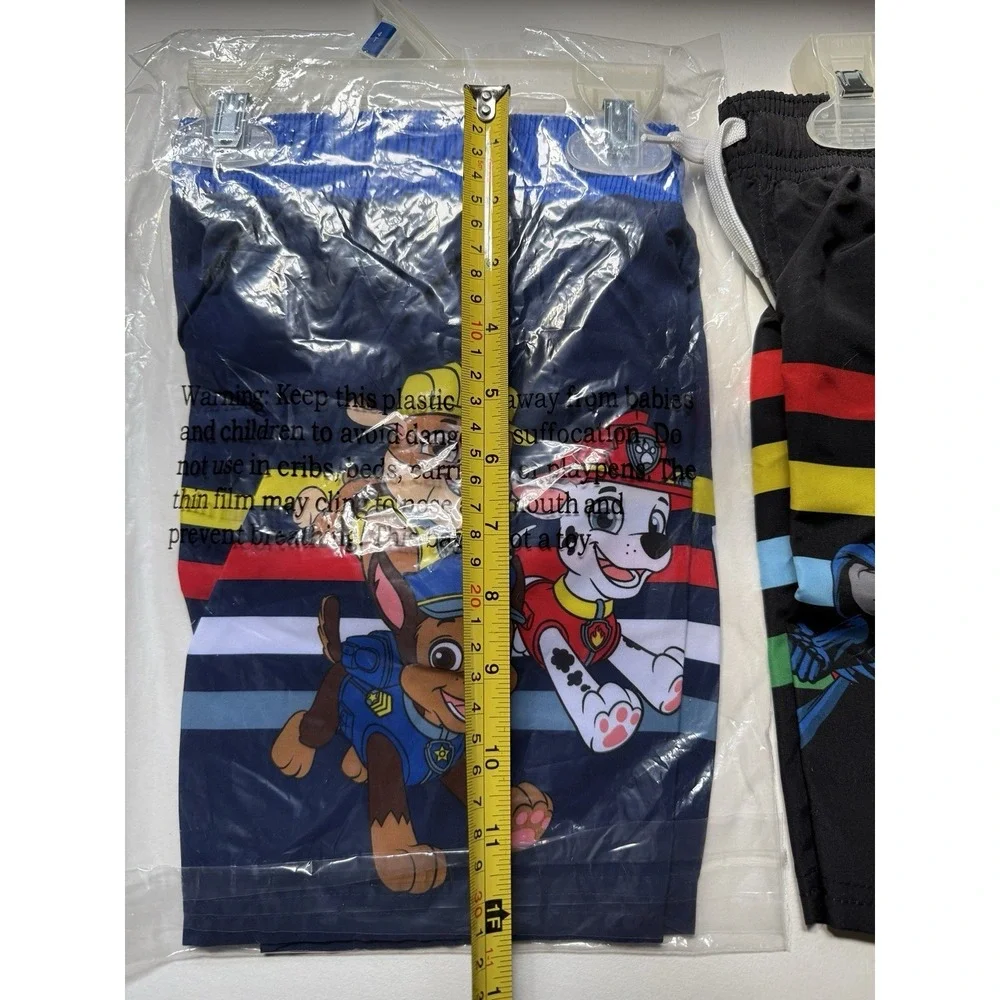 Lot Of 2 Boys Swim Trunks Size 4T Justice League Paw Patrol Drawstring UV New